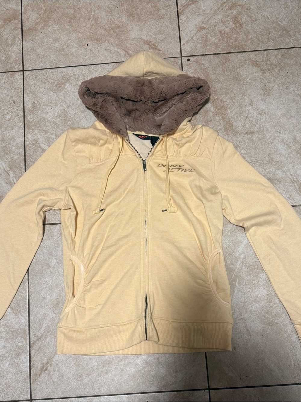 DKNY Active Women's Full-Zip Hoodie with Faux Fur Lined Hood